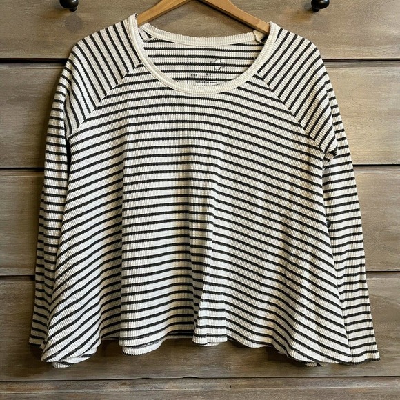 Free People We The Free Rockabilly Raglan Thermal Striped Long Sleeve Shirt - Picture 3 of 6
